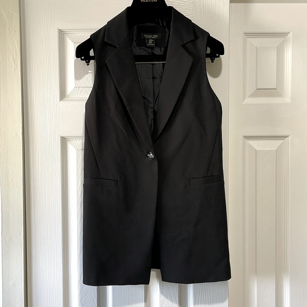 BNWOT RACHEL ZOE SLEEVELESS BLACK BLAZER/TUXEDO STYLE VEST JACKET SIZE XS
